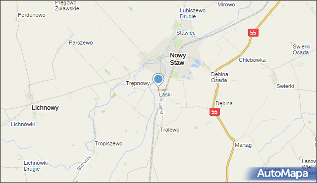 mapa Laski, Laski gmina Nowy Staw na mapie Targeo